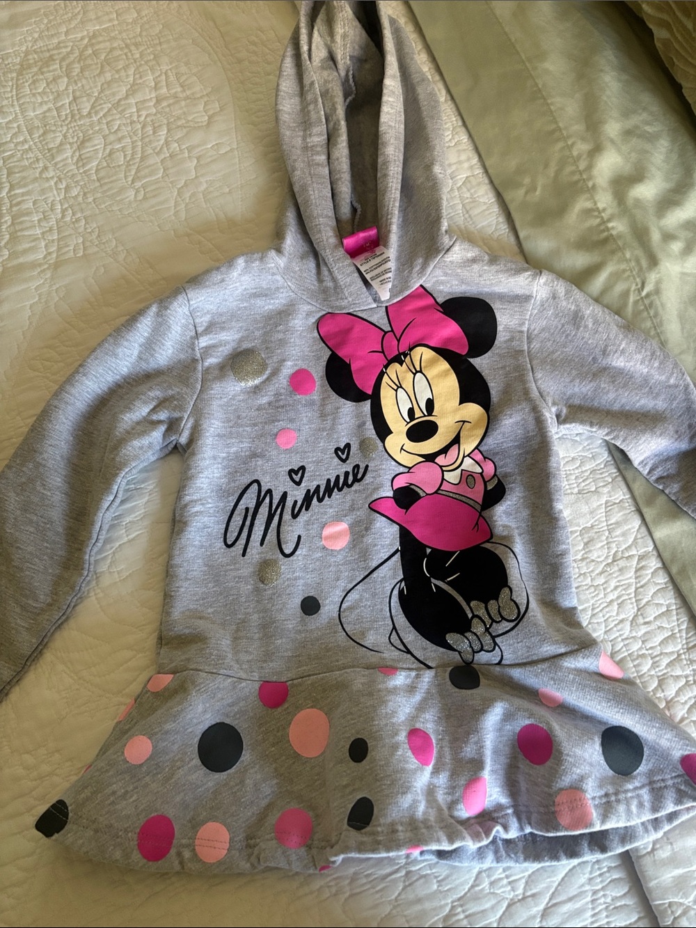 Disney Gray & Pink Minnie Hooded Peplum Sweatshirt for Kids